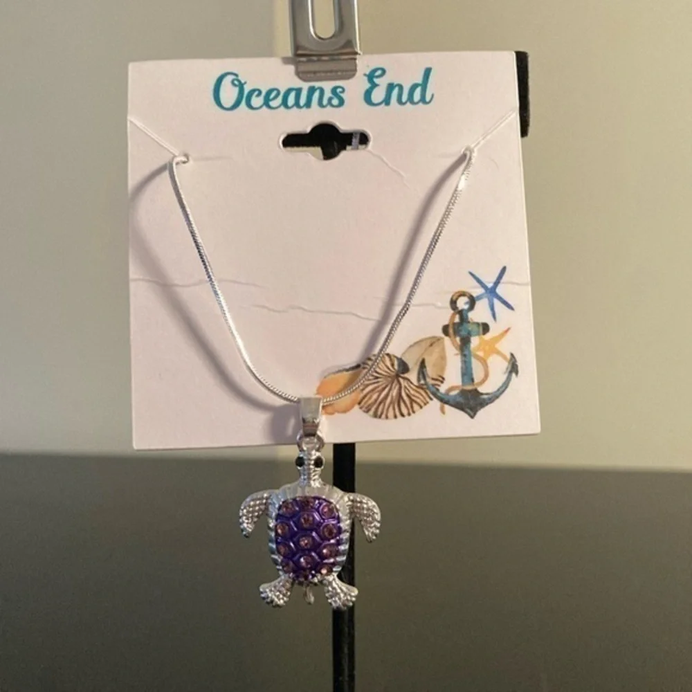 Purple Turtle Pendant Necklace